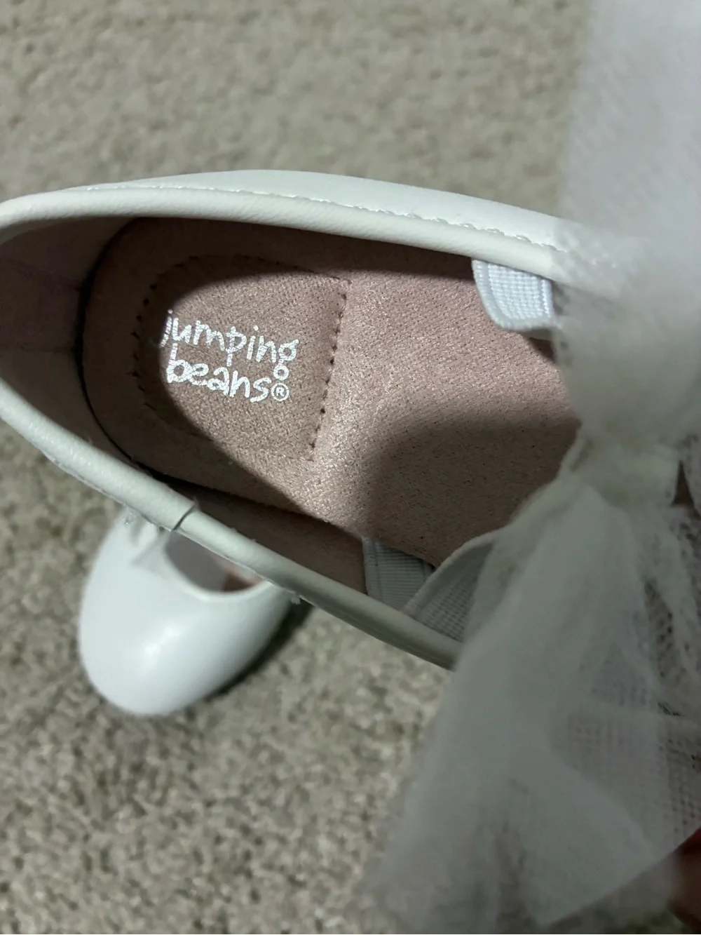 jumping beans White Tulle Bow Girls Dress Flats
